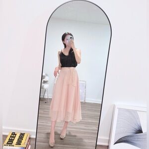 Pastel Pink Chiffon Midi Skirt 🩰 flowy + matching belt 🌸